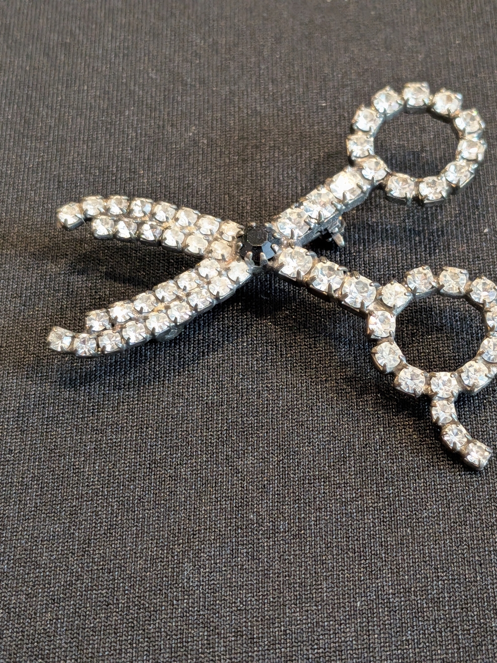 Crystal Scissor Vintage Brooch - Clear Rhinestone Accent